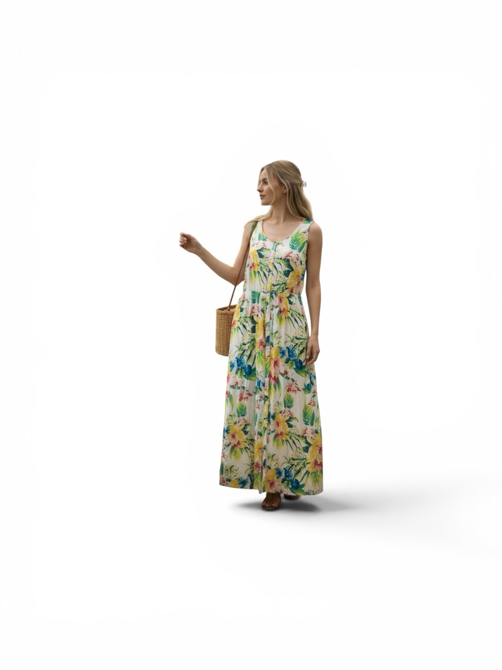 Silk Maxi dress Tommy Bahama Size M Feminine Fleur De Lite